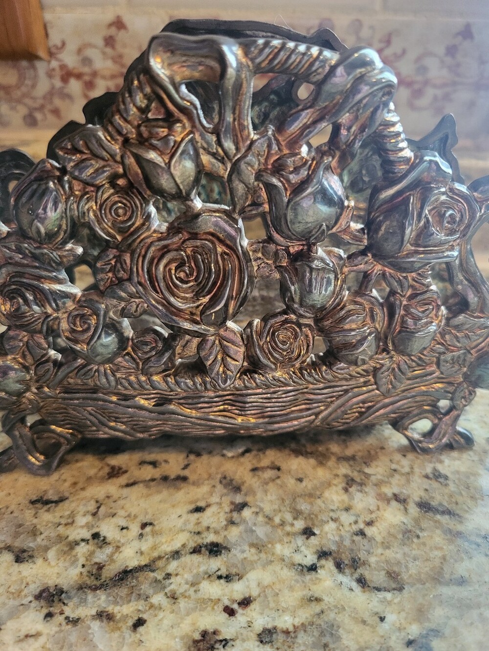 Internatinal Silver Co. Rose Basket Metal Napkin Holder - Bronze Finish